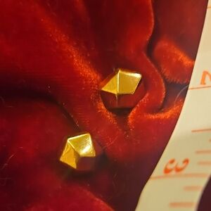 Gold Geometric Stud Earrings - Minimal Faceted Design